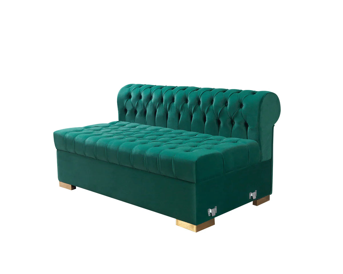 Lauren Green Velvet Double Chaise 136" Sectional