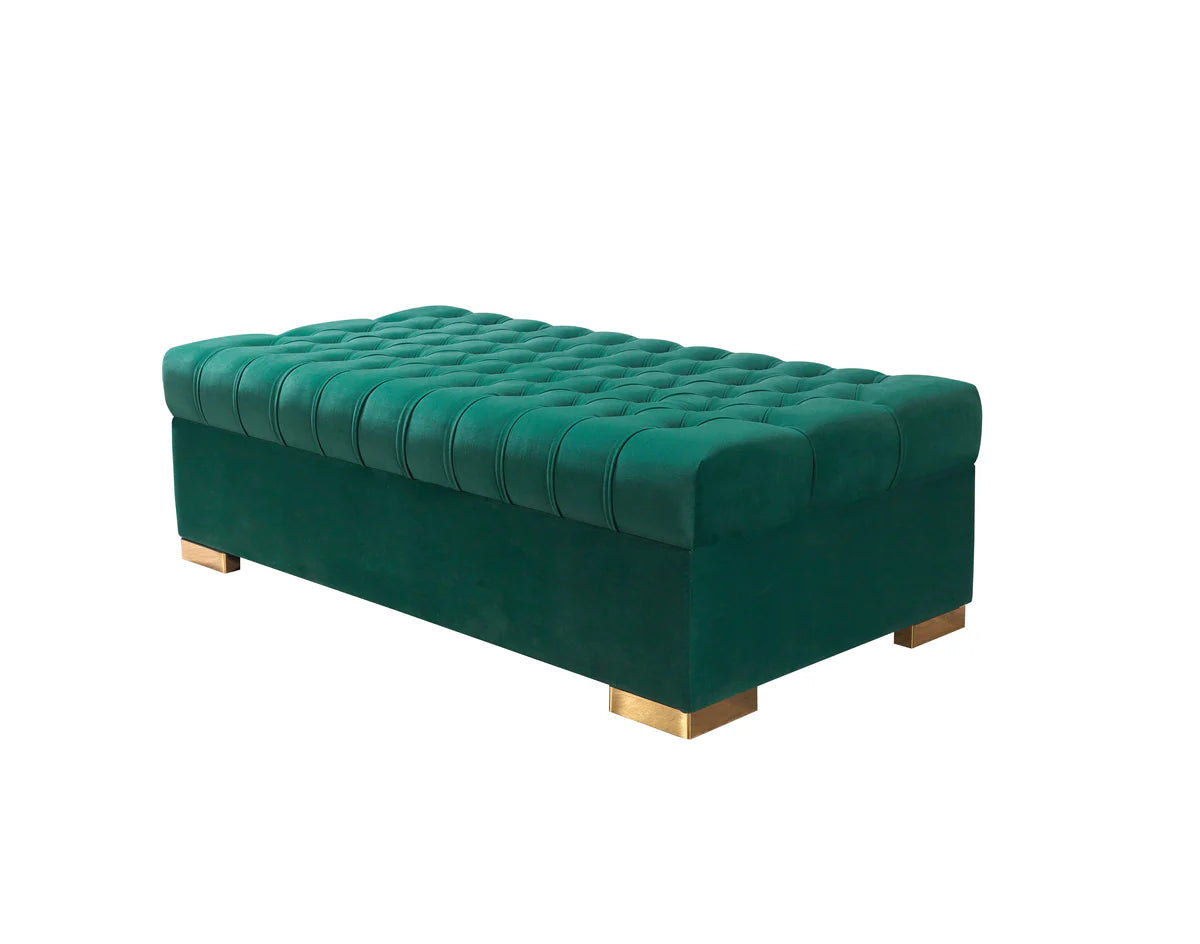 Lauren Green Velvet Double Chaise 136" Sectional