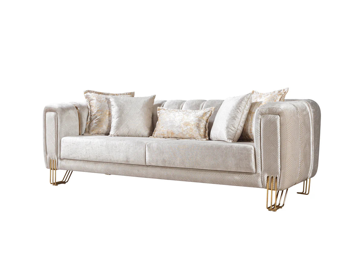 Santana Ivory Velvet Sofa 89" & Loveseat 69