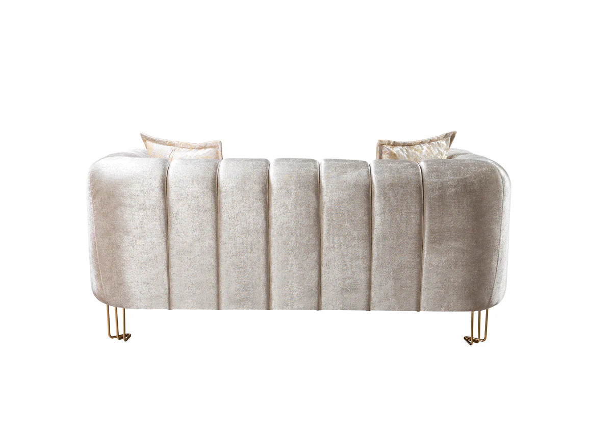 Santana Ivory Velvet Sofa 89" & Loveseat 69