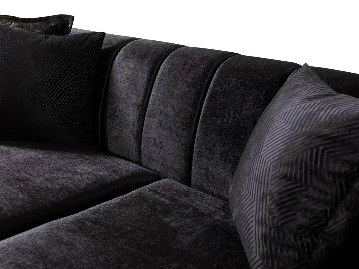 Santana Black Velvet Sofa 89" & Loveseat 69"