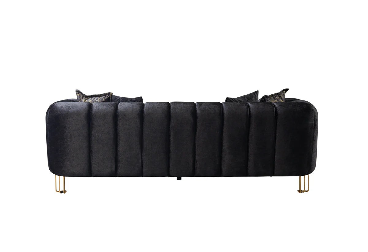 Santana Black Velvet Sofa 89" & Loveseat 69"