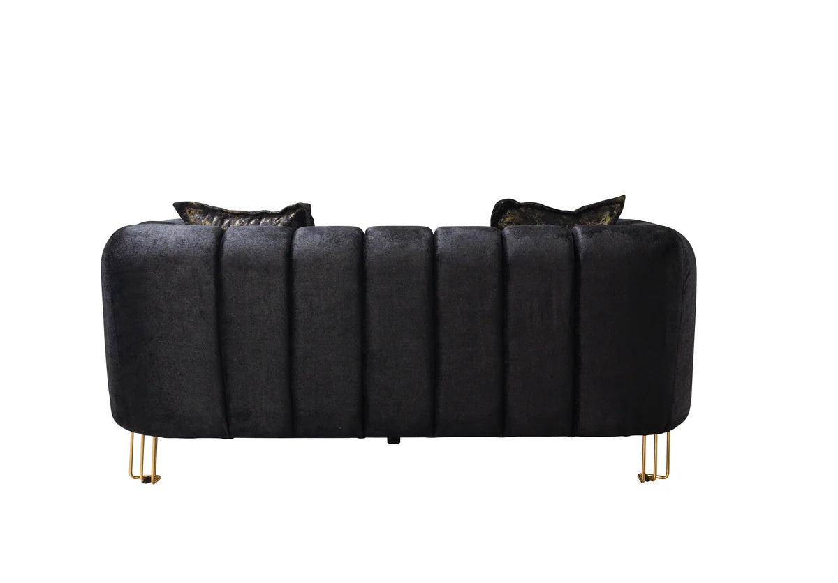 Santana Black Velvet Sofa 89" & Loveseat 69"