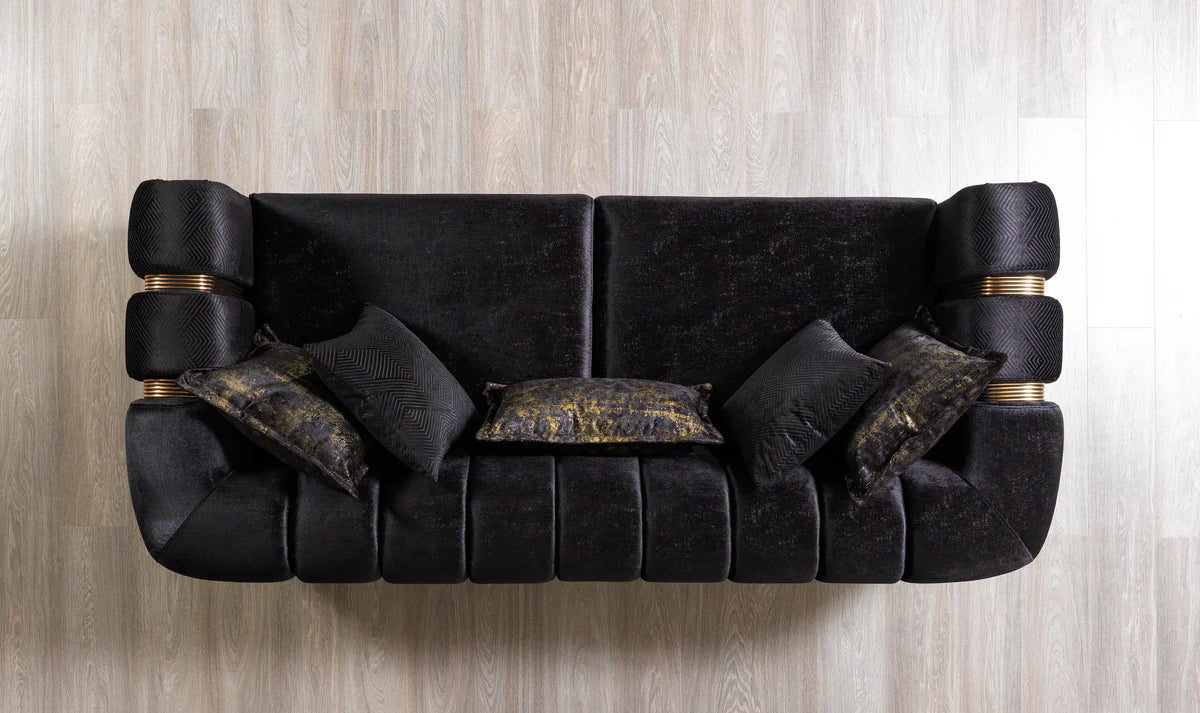 Santana Black Velvet Sofa 89" & Loveseat 69"