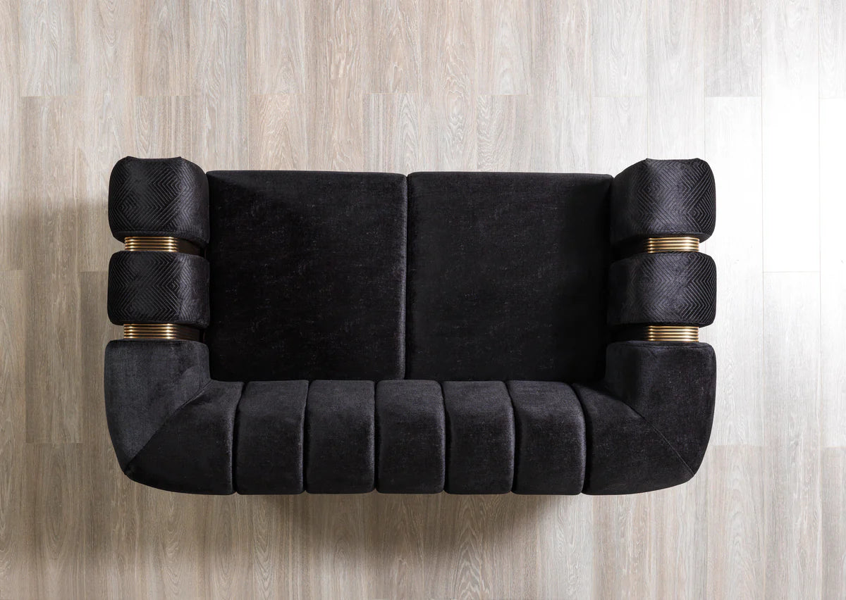 Santana Black Velvet Sofa 89" & Loveseat 69"