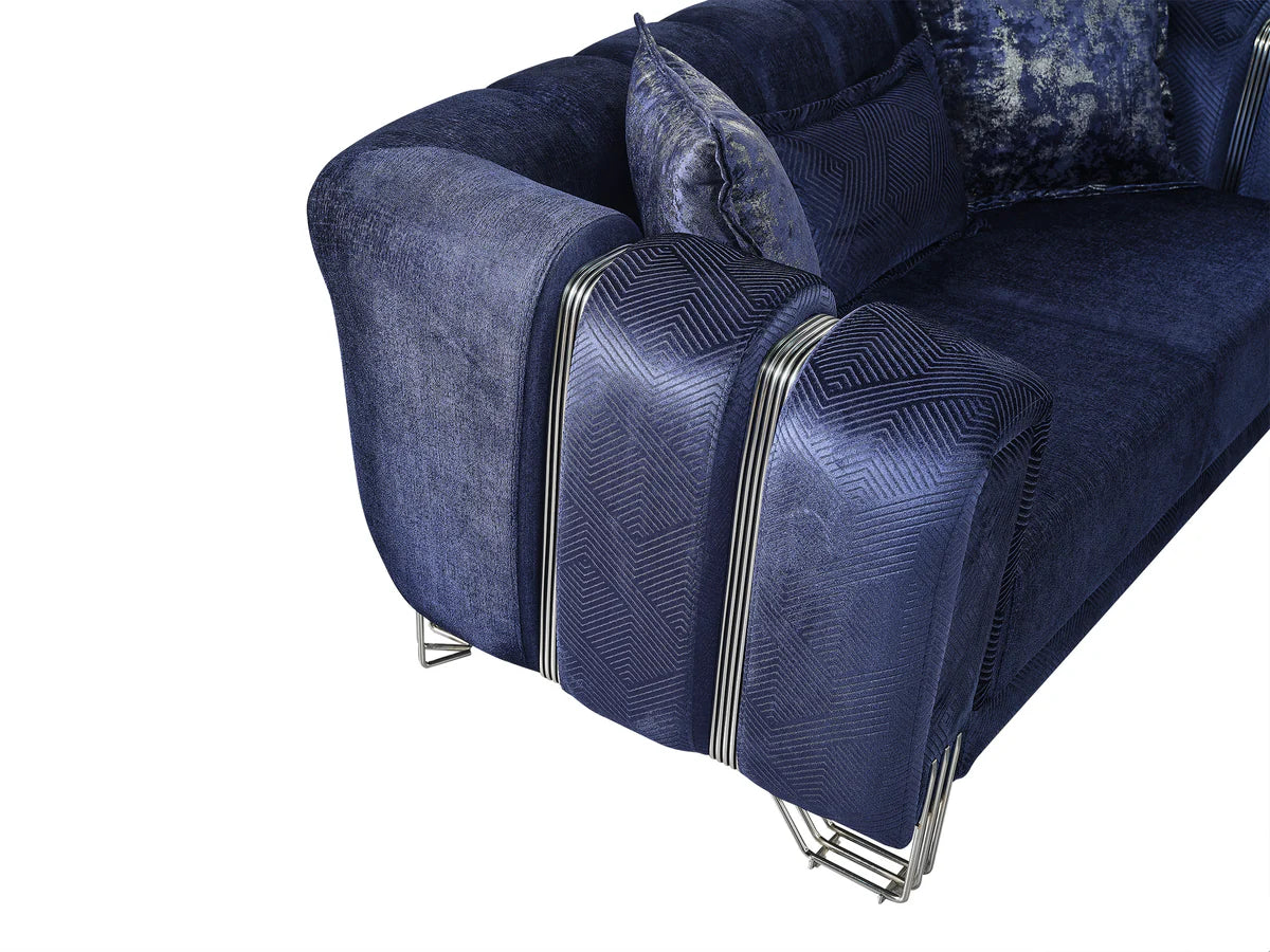 Santana Navy Velvet Sofa 89" & Loveseat 69"