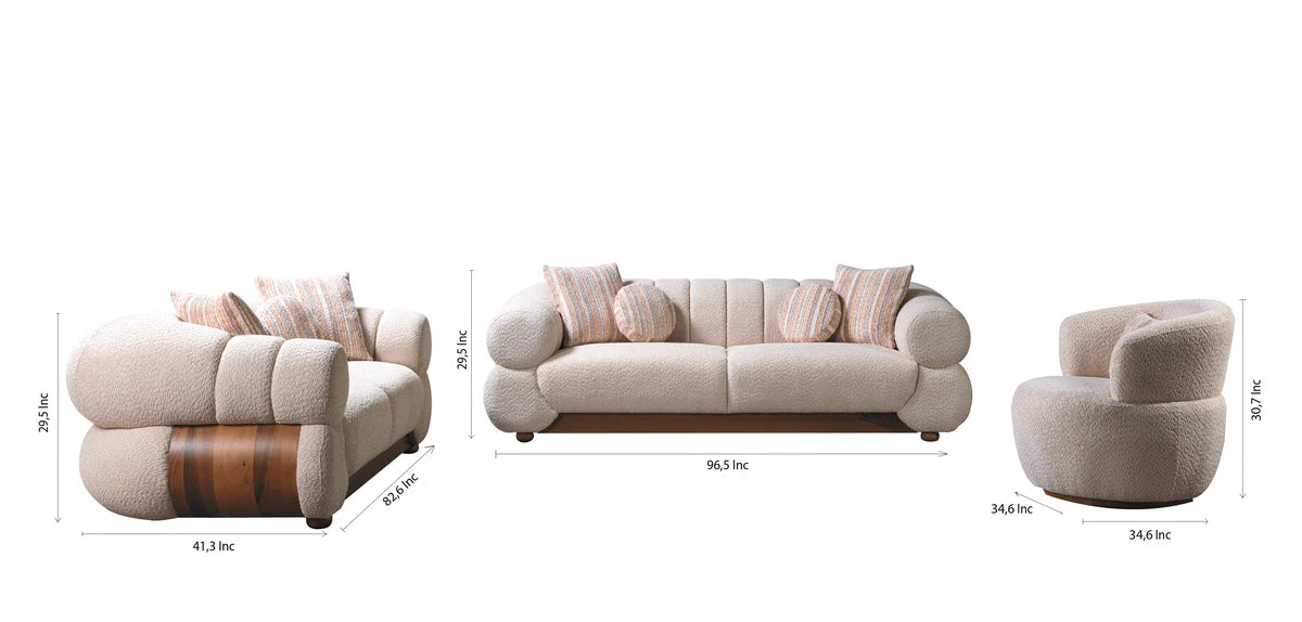 Destina Ivory Boucle Sofa 96" & Loveseat 81"