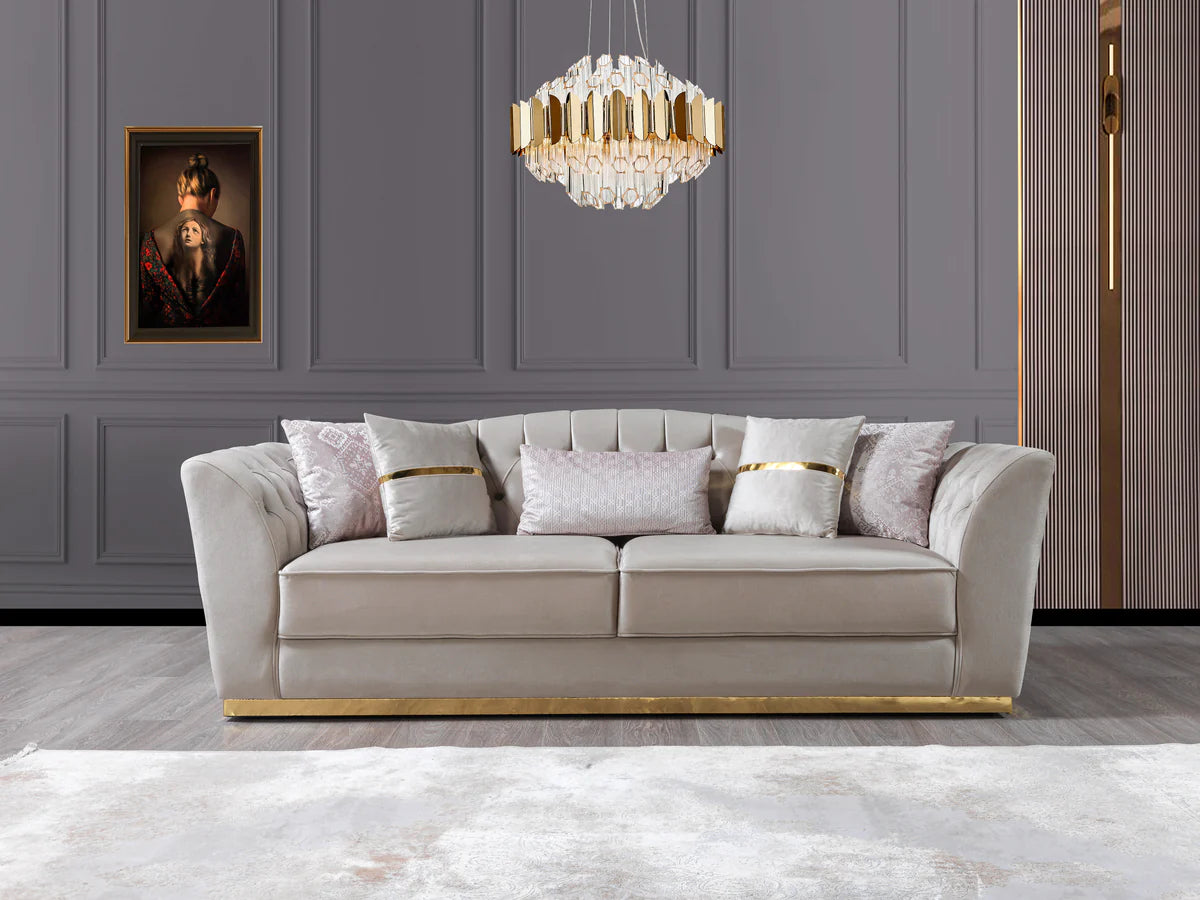 Milena Ivory Velvet Sofa 93" & Loveseat 73