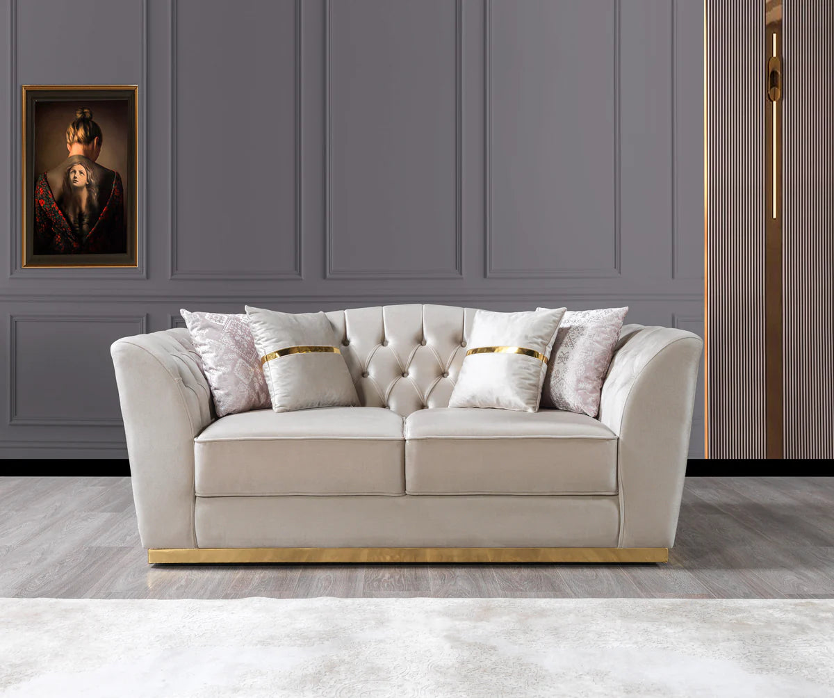 Milena Ivory Velvet Sofa 93" & Loveseat 73