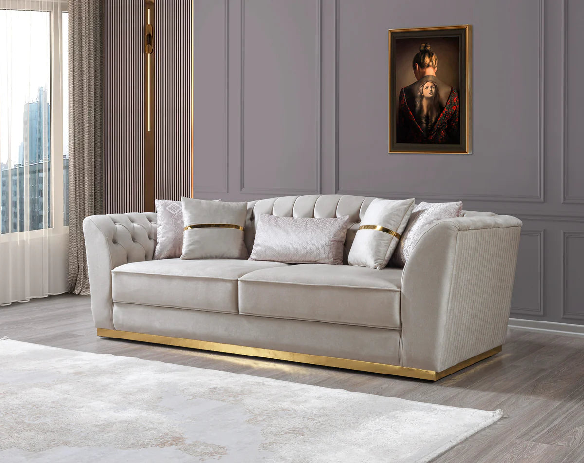 Milena Ivory Velvet Sofa 93" & Loveseat 73