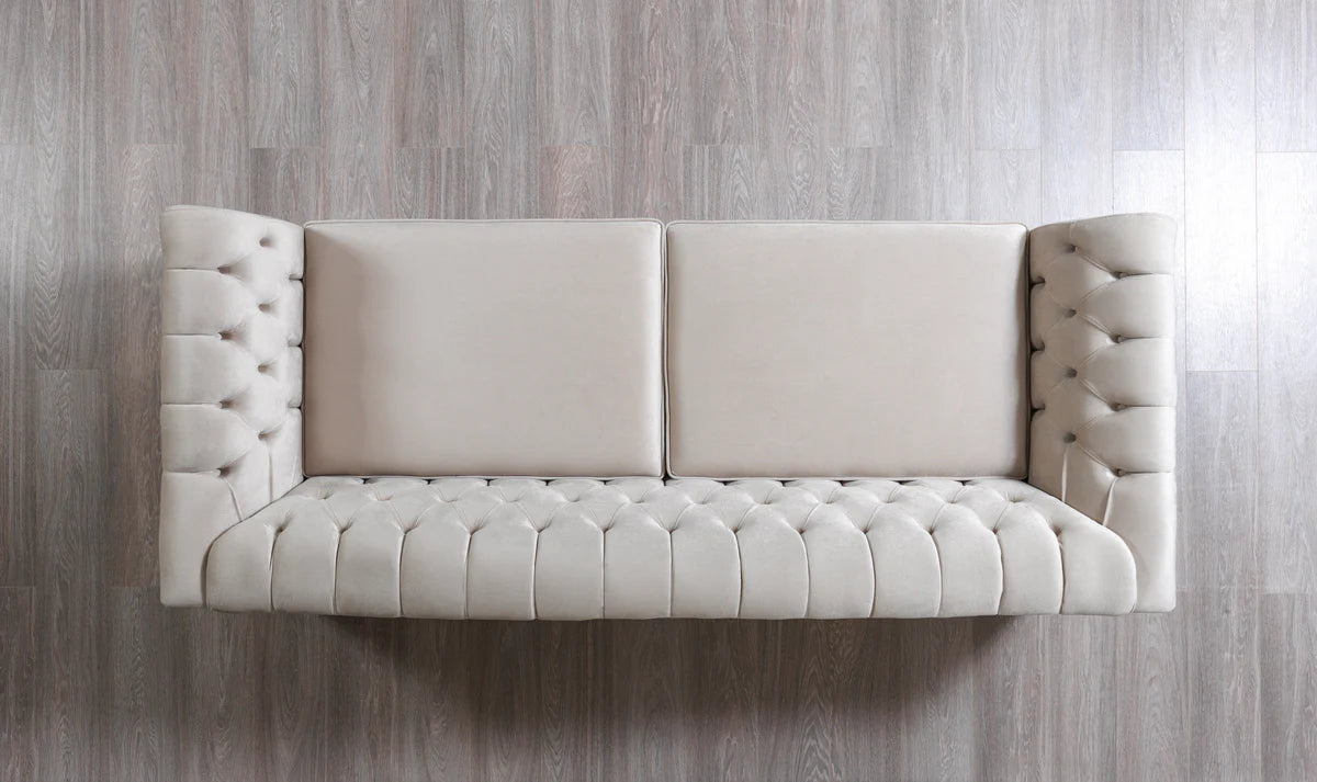 Milena Ivory Velvet Sofa 93" & Loveseat 73