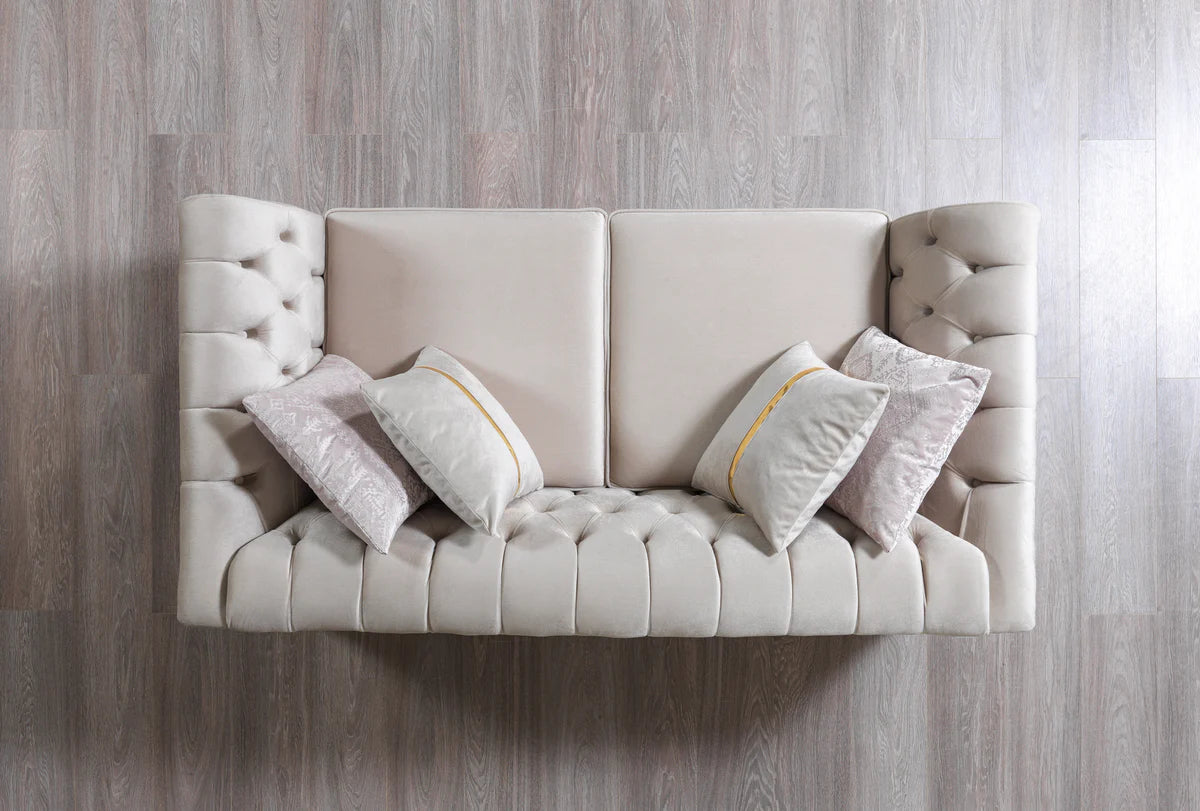 Milena Ivory Velvet Sofa 93" & Loveseat 73