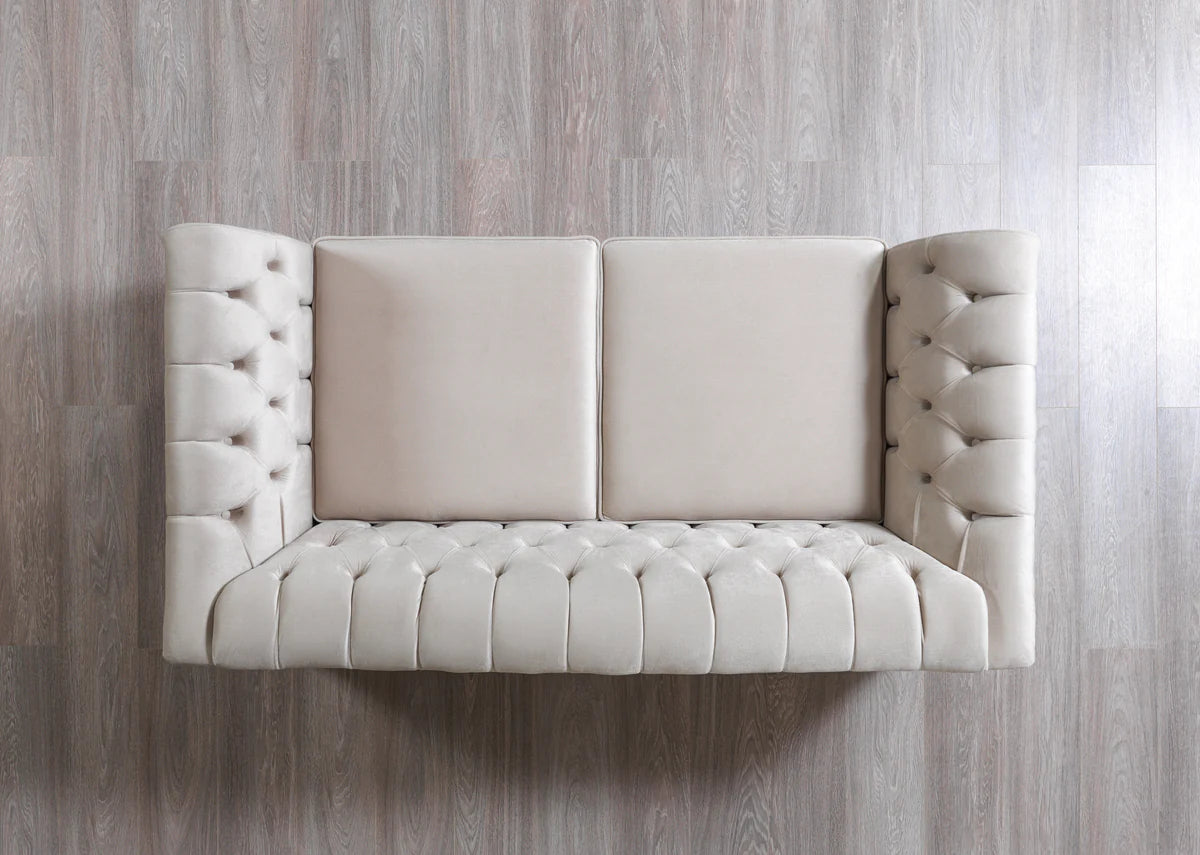 Milena Ivory Velvet Sofa 93" & Loveseat 73