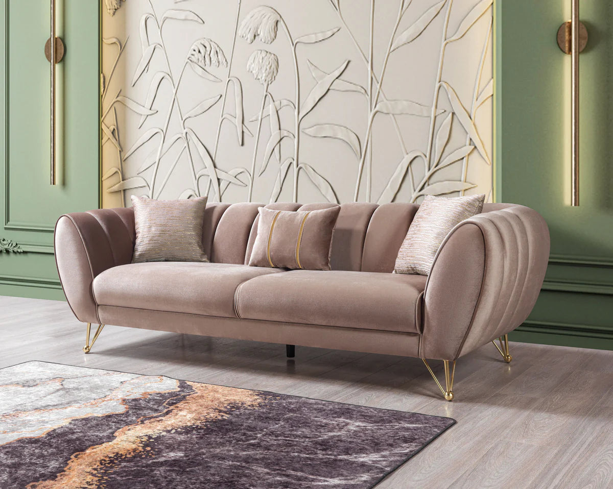 Merida Coffee Velvet Sofa 92" & Loveseat 72"