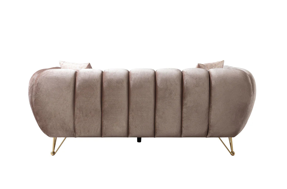 Merida Coffee Velvet Sofa 92" & Loveseat 72"