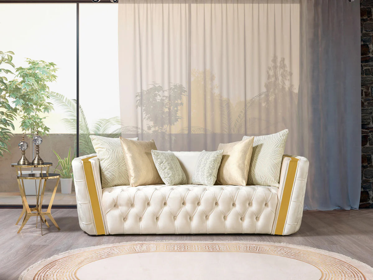 Fanci Ivory Velvet Sofa 94" & Loveseat 82"