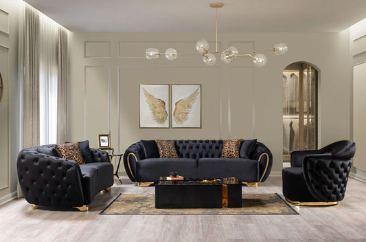 Victoria Black Velvet Sofa 99" & Loveseat 79"