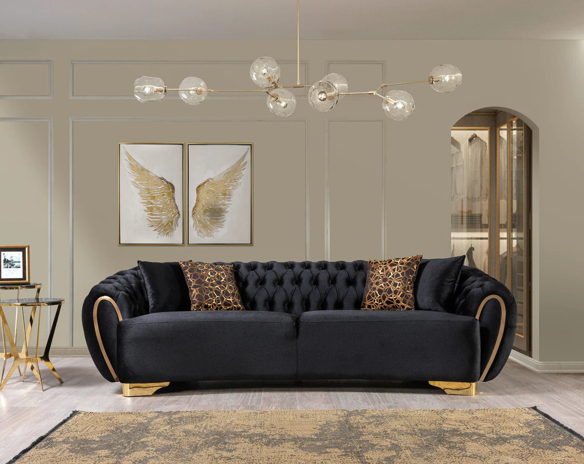 Victoria Black Velvet Sofa 99" & Loveseat 79"