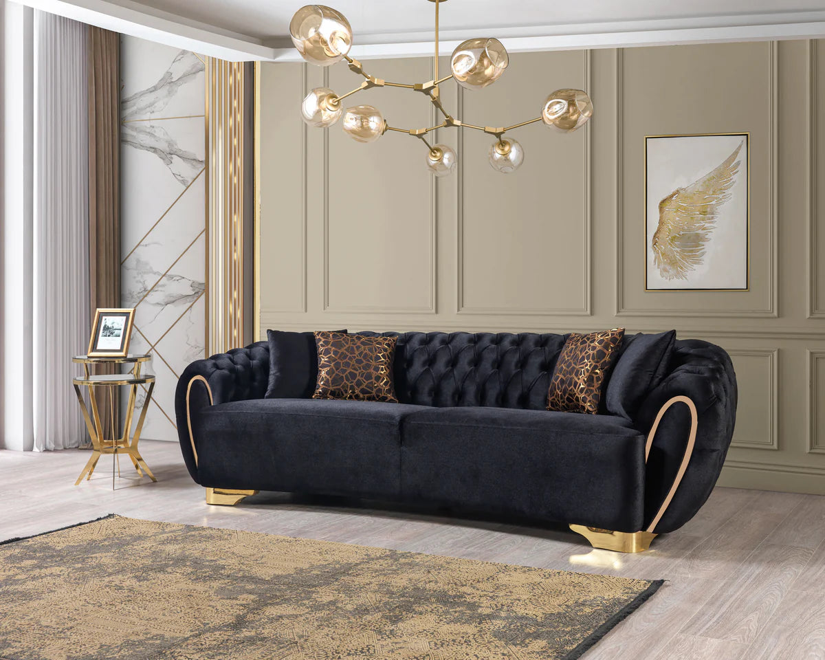 Victoria Black Velvet Sofa 99" & Loveseat 79"