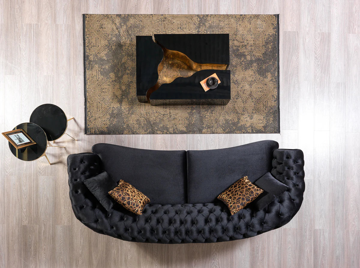 Victoria Black Velvet Sofa 99" & Loveseat 79"