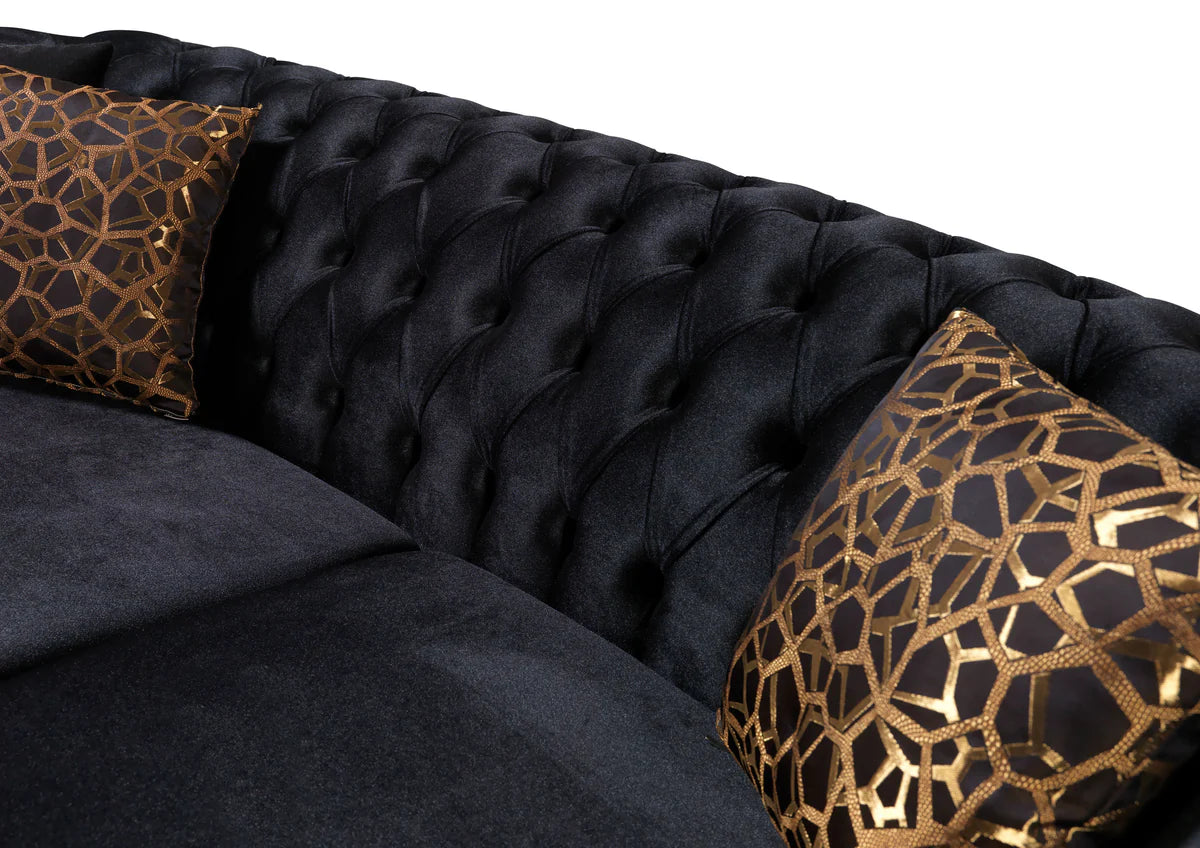 Victoria Black Velvet Sofa 99" & Loveseat 79"