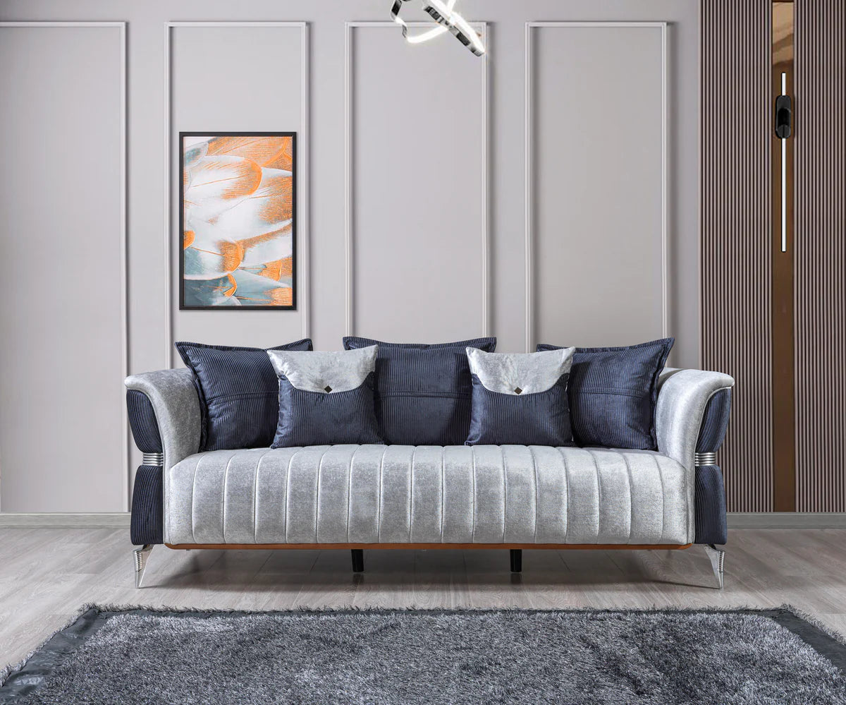 Leina Silver-Gray Velvet Sofa 86" & Loveseat 66"