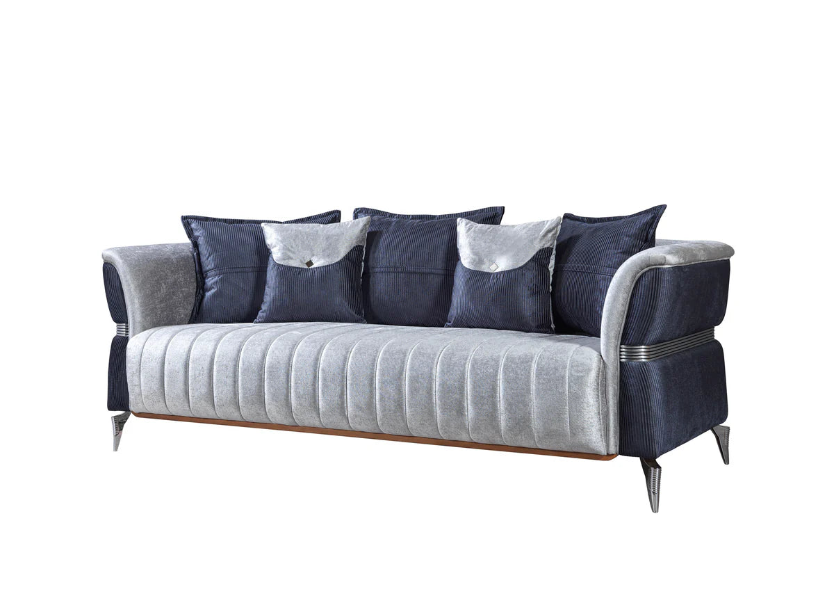 Leina Silver-Gray Velvet Sofa 86" & Loveseat 66"