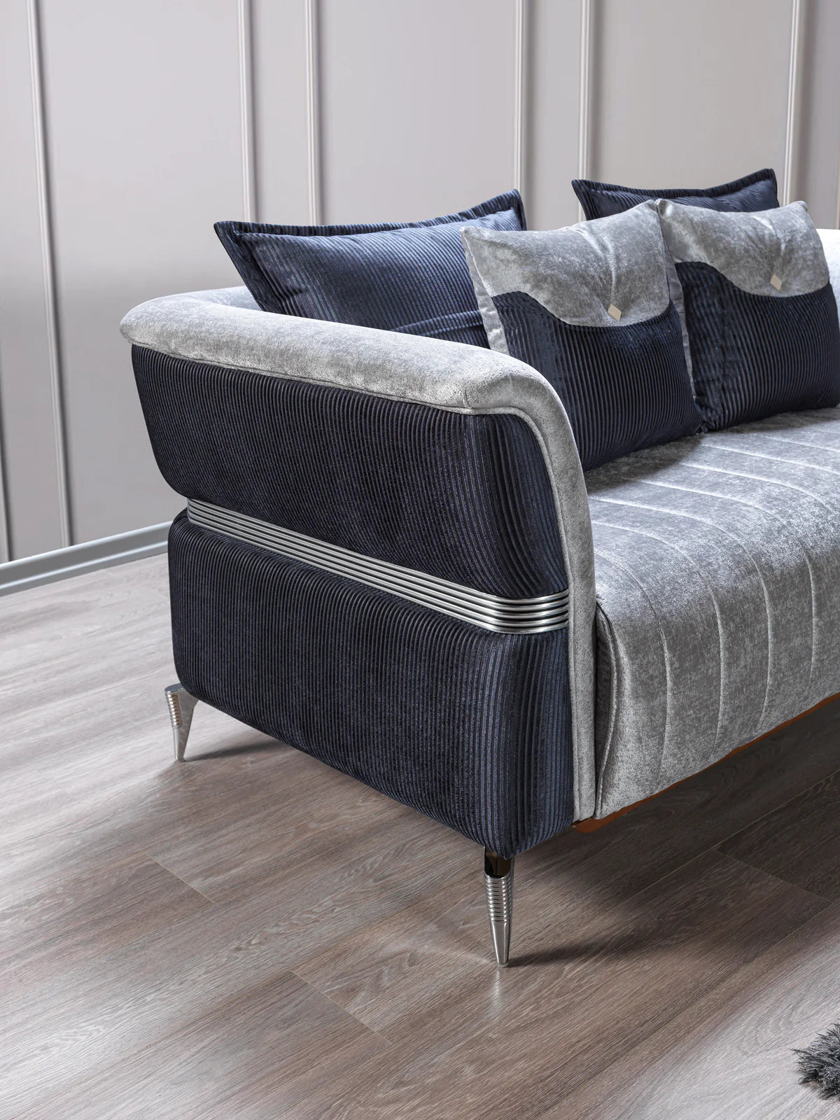 Leina Silver-Gray Velvet Sofa 86" & Loveseat 66"