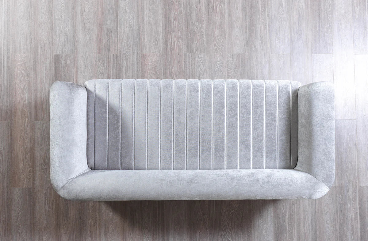 Leina Silver-Gray Velvet Sofa 86" & Loveseat 66"