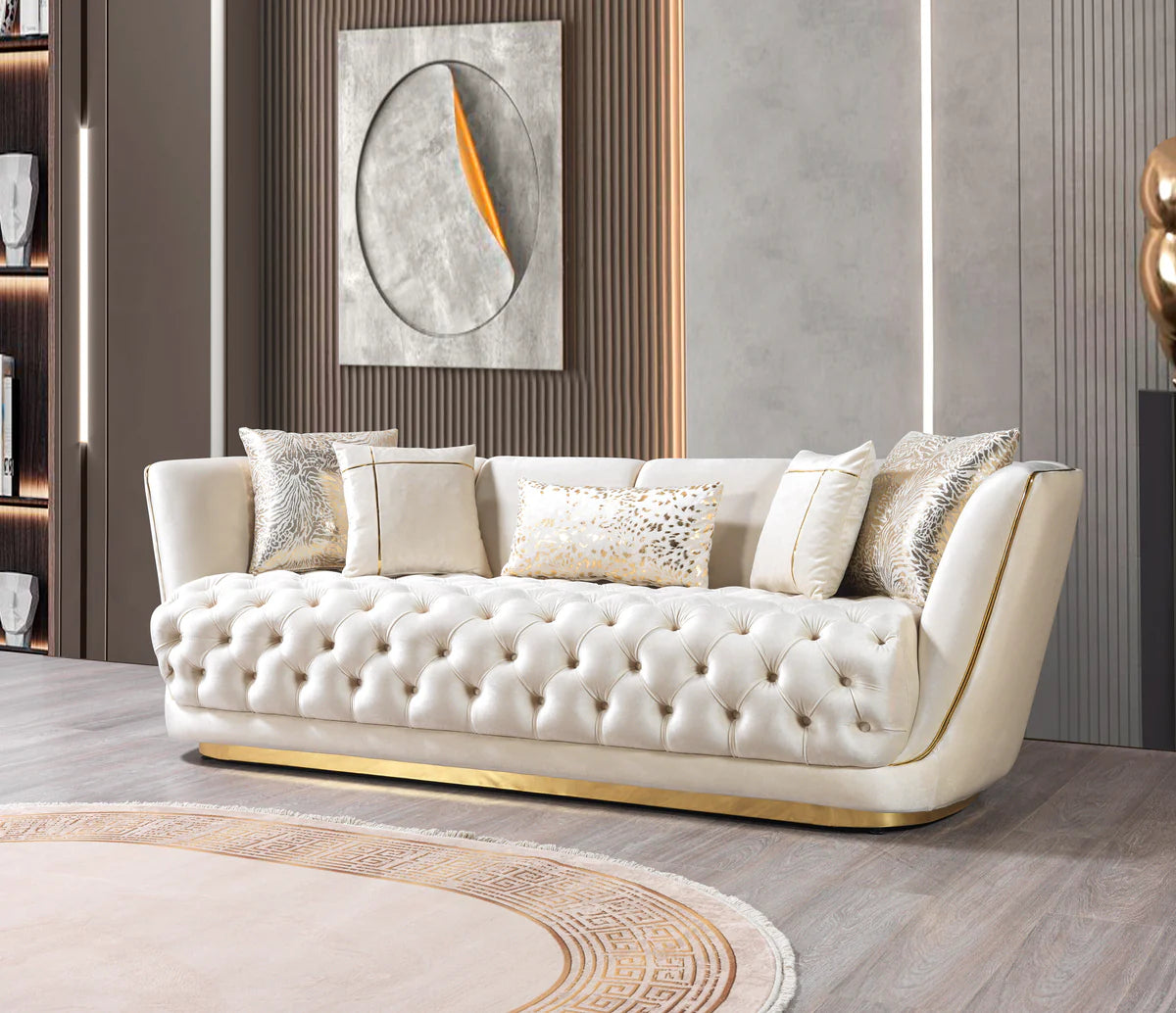 Daphne Ivory Velvet Sofa 95" & Loveseat 79"