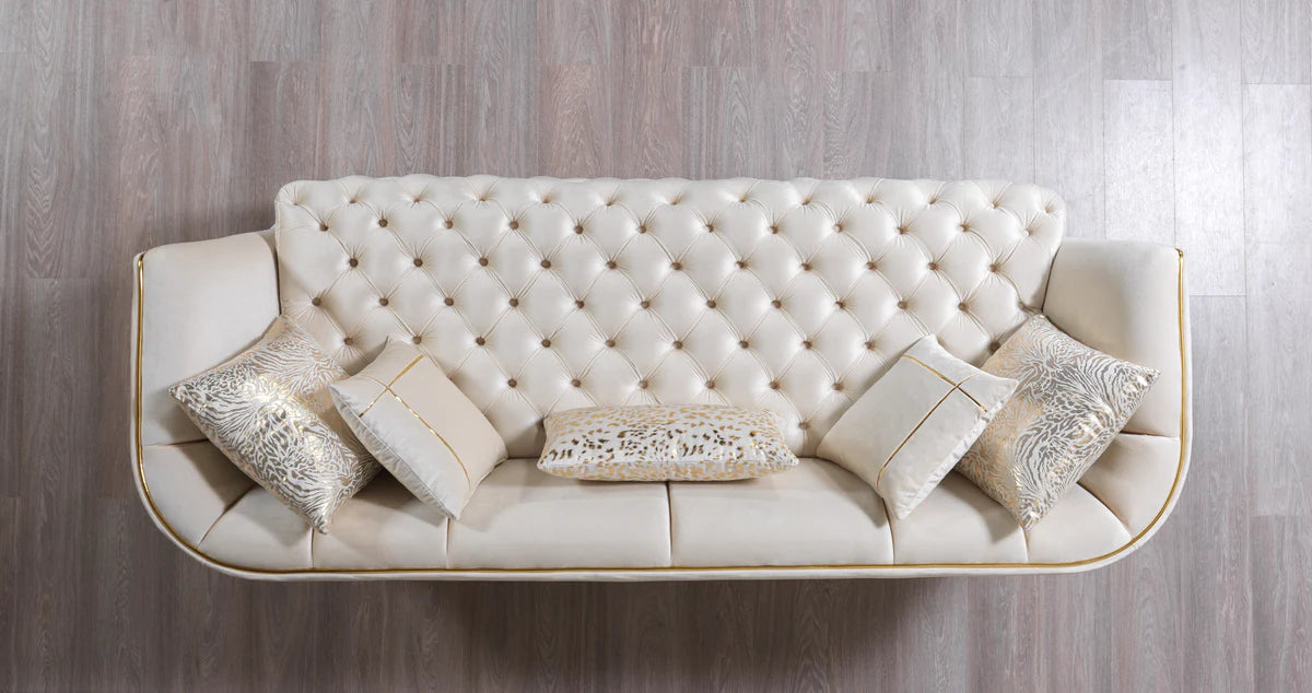 Daphne Ivory Velvet Sofa 95" & Loveseat 79"