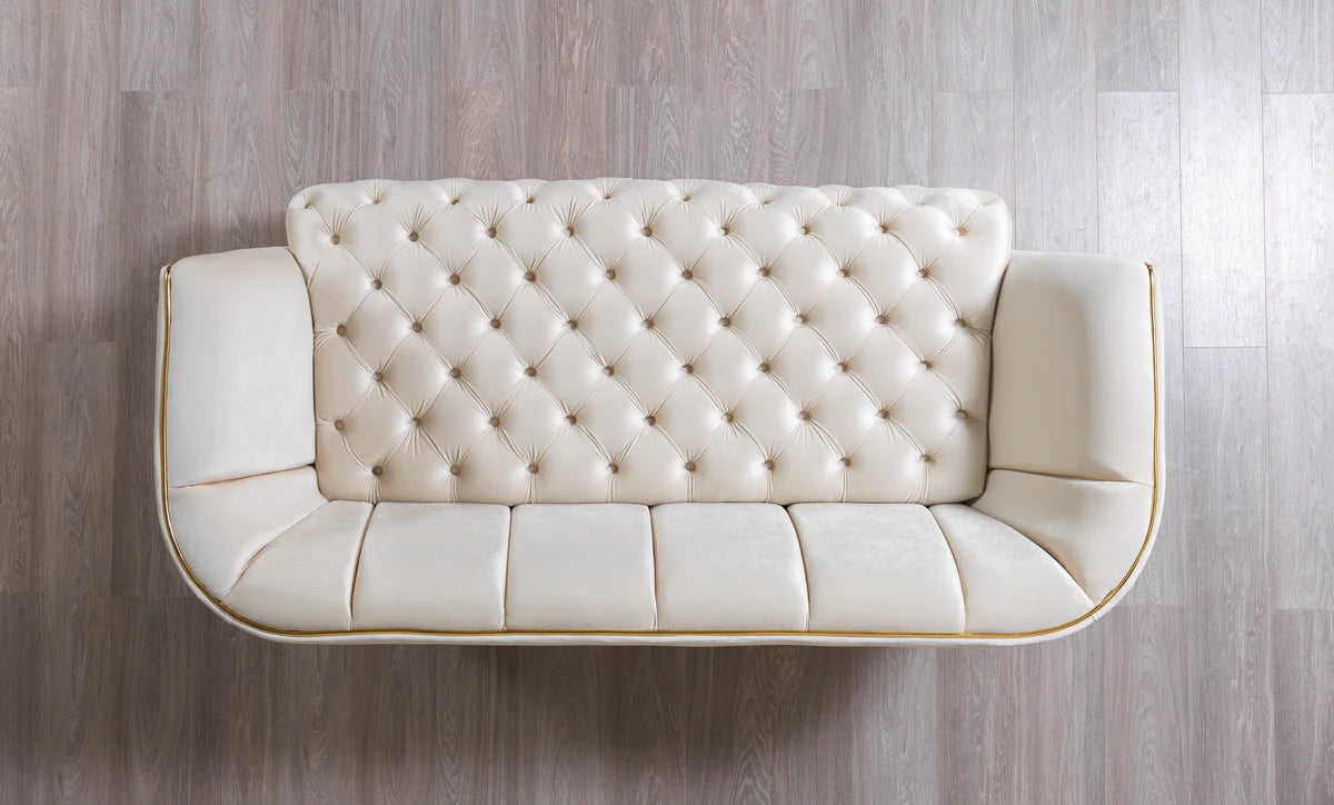 Daphne Ivory Velvet Sofa 95" & Loveseat 79"