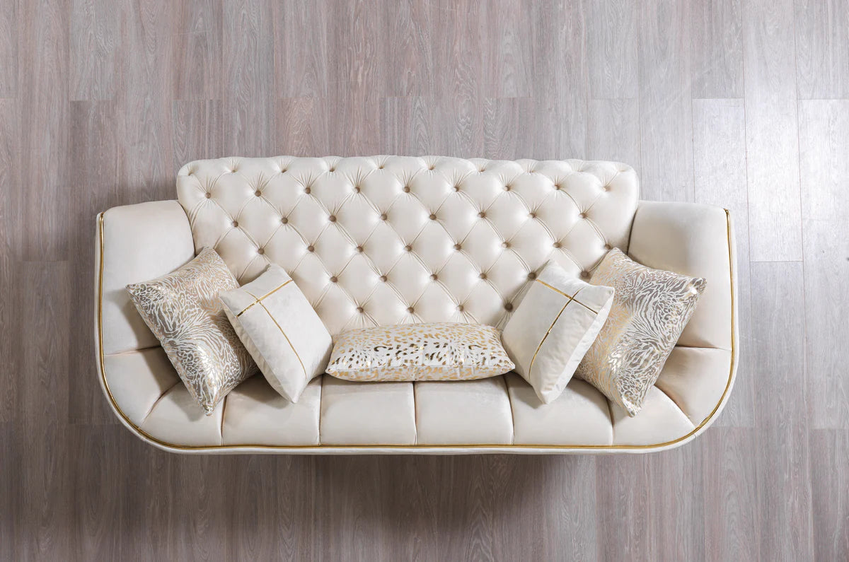 Daphne Ivory Velvet Sofa 95" & Loveseat 79"