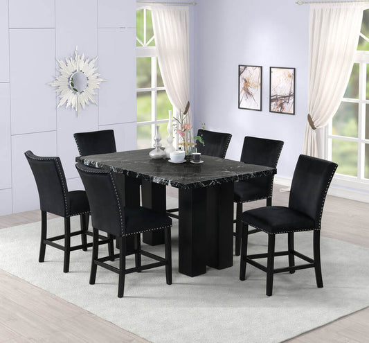 Onyx - (FAUX MARBLE) Counter Height Table + 6 Chair Set  (HH)