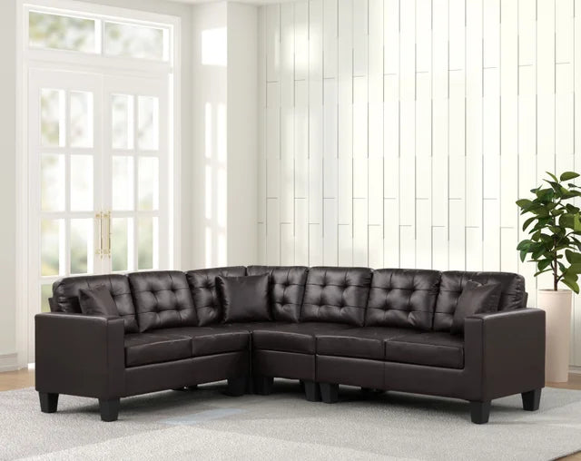 Logan Espresso - Reversible Sectional (Leather Gel) (HH)