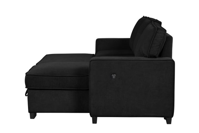 MARCOS Black Sectional With Pull-Out Bed (HH)