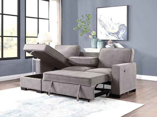 MARCOS Grey Sectional With Pull-Out Bed (HH)