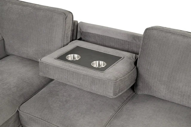 MARCOS Grey Sectional With Pull-Out Bed (HH)