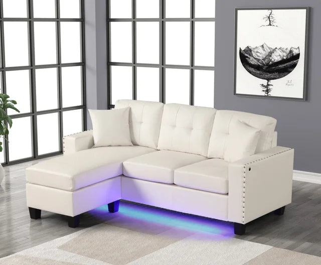 Messi White PU - Reversible Sectional (HH)