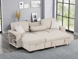 Pacific Beige Reversible Sectional With Pull-Out Bed (HH)