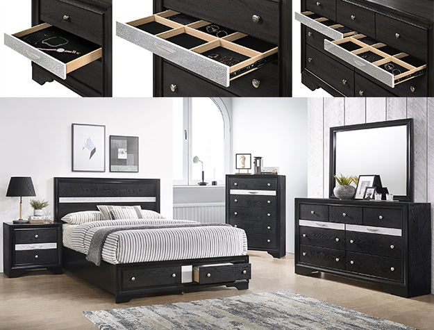 REGATA BEDROOM GROUP (BLACK/SILVER) (CM)